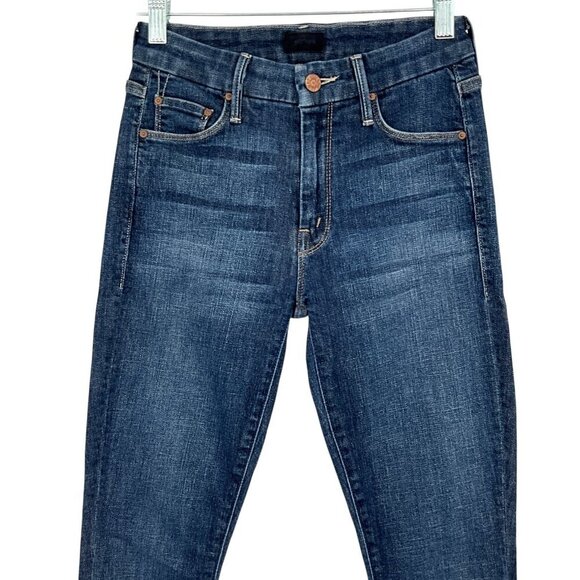 MOTHER The Looker Crop Jeans Switch It Up Blue Size 24 Skinny Leg High Waist - Picture 2 of 10